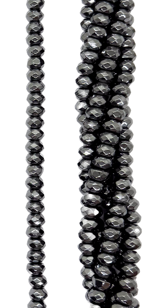 Hematites dona facetada 6x4mm x tira 