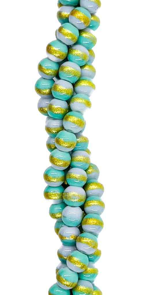 Vidrio bolita c/dorado 4mm x tira #3