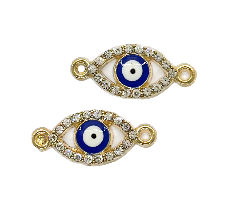 Dije fundición ojo turco oval c/strass x 2 un. (2)