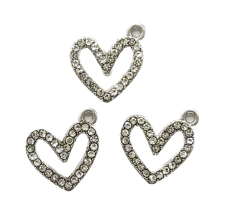 Dije fundición corazón chico c/strass x 2 un. (1)