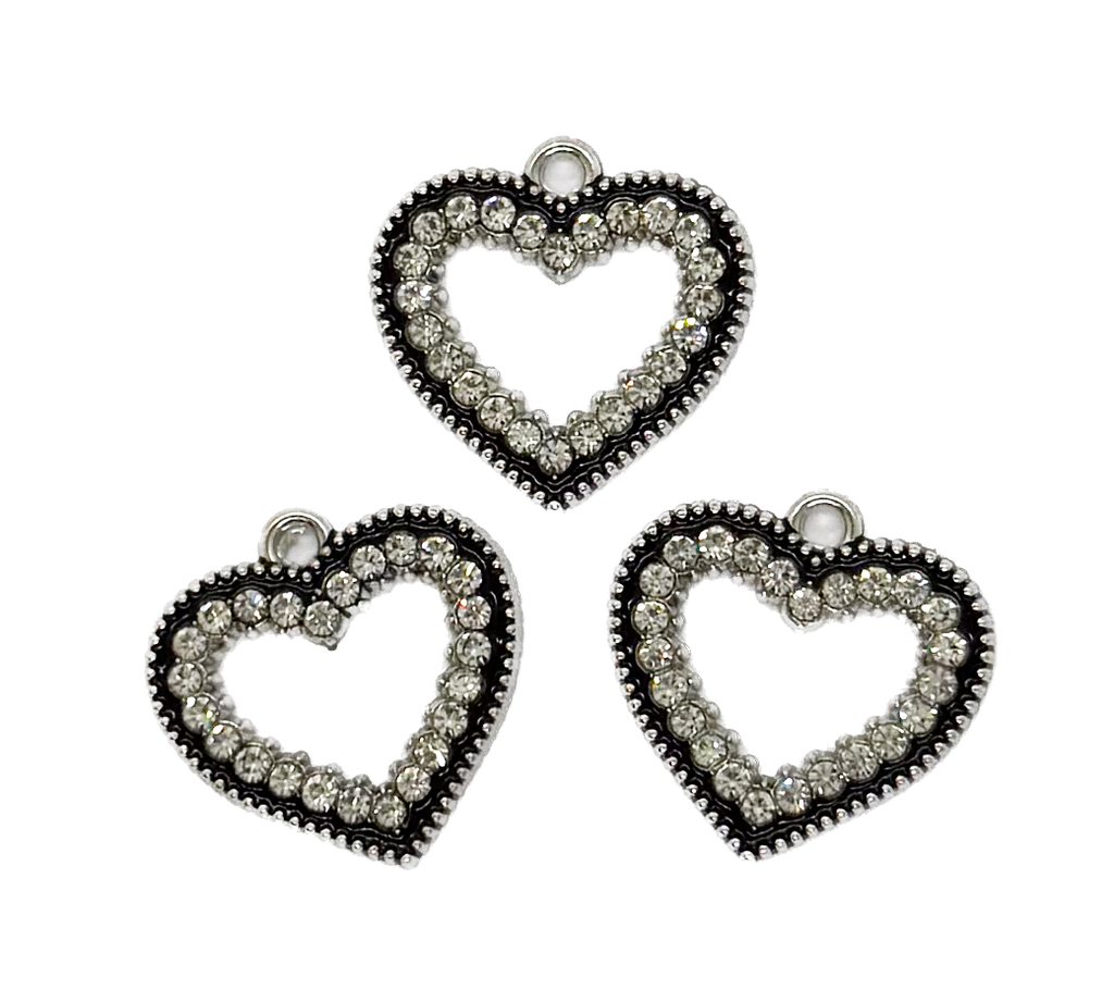 Dije fundición corazón grande c/strass x 2 un. (1) 