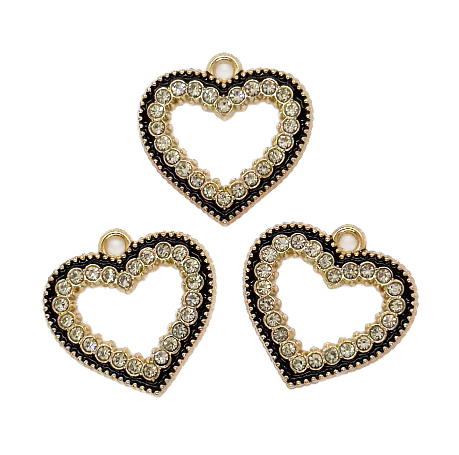 Dije fundición corazón grande c/strass x 2 un. (2)