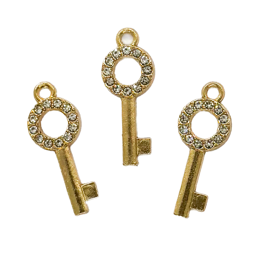 Dije fundición llave c/strass x 1 un. (2)