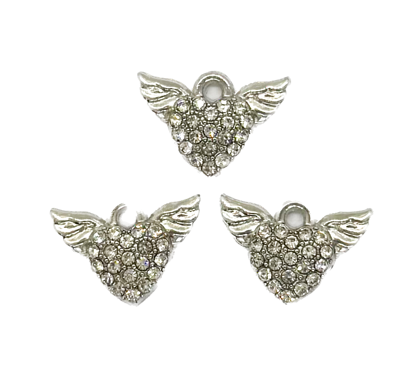 Dije fundición corazón alas c/strass x 1 un. (1)
