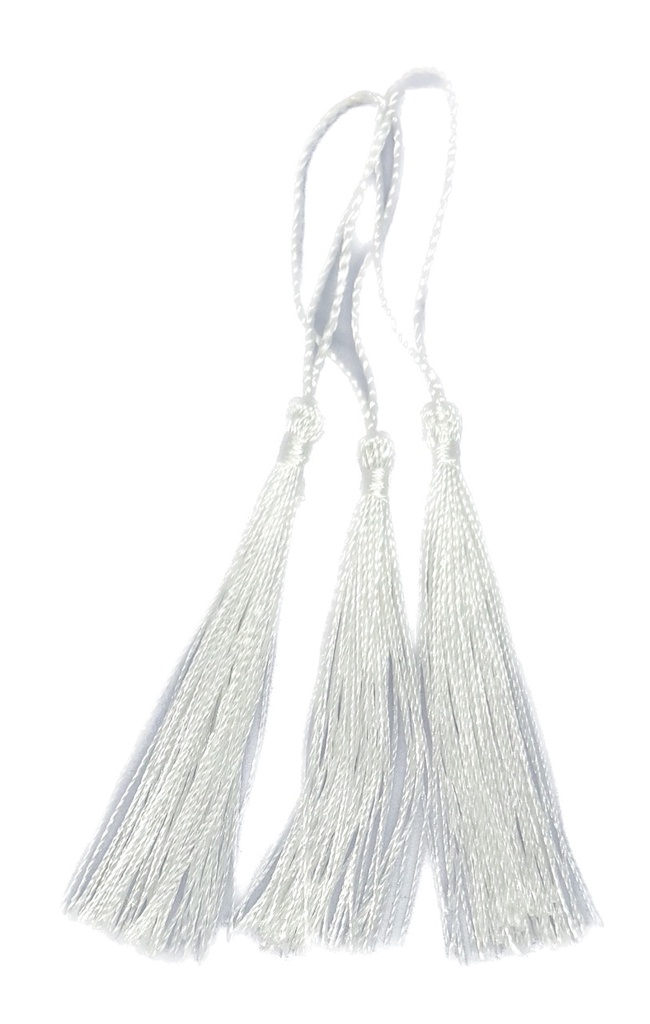 Fleco borla de seda blanco x 10 un.  