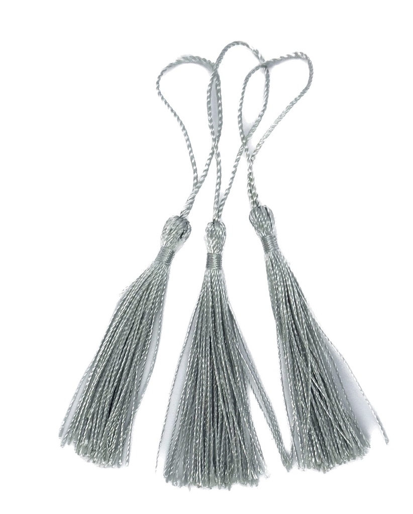 Fleco borla de seda gris x 10 un.   