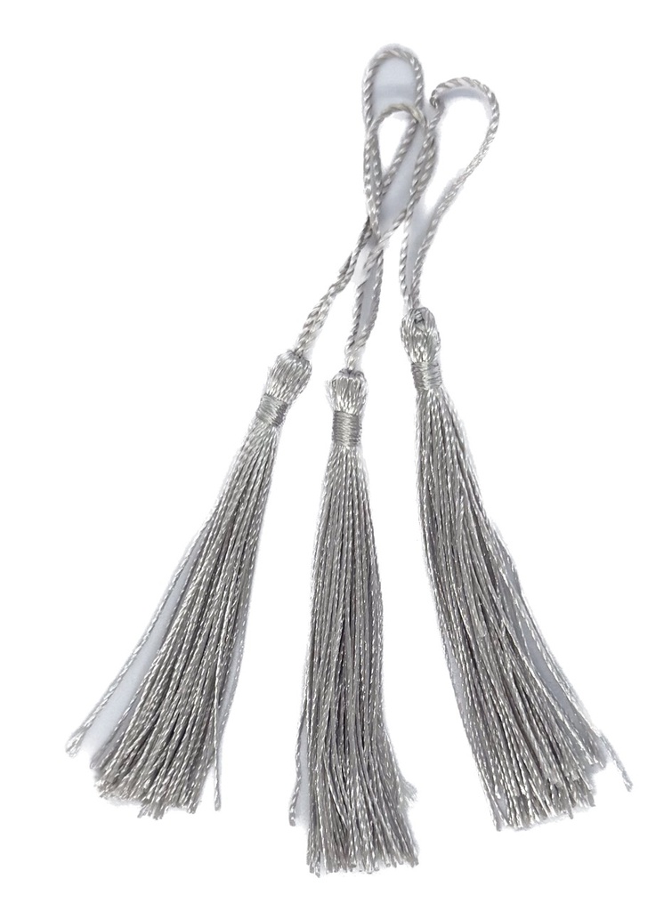 Fleco borla de seda gris claro x 10 un.  