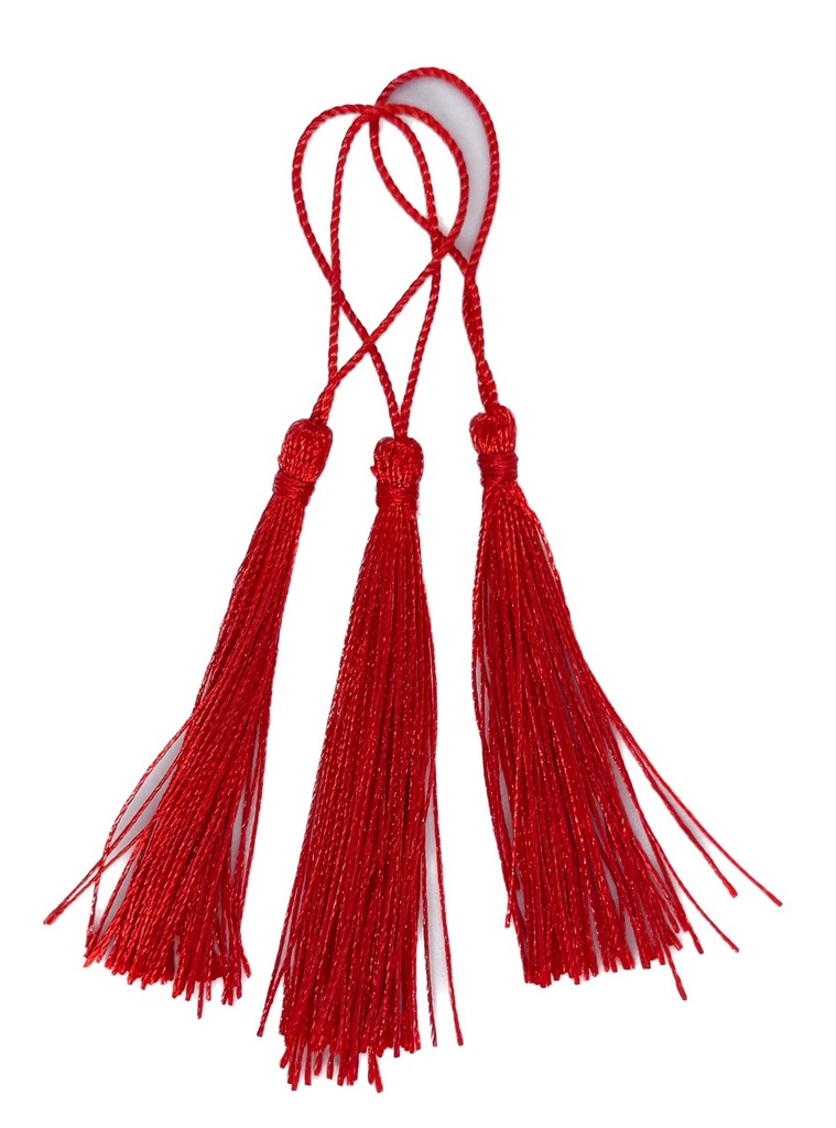 Fleco borla de seda rojo x 10 un.   