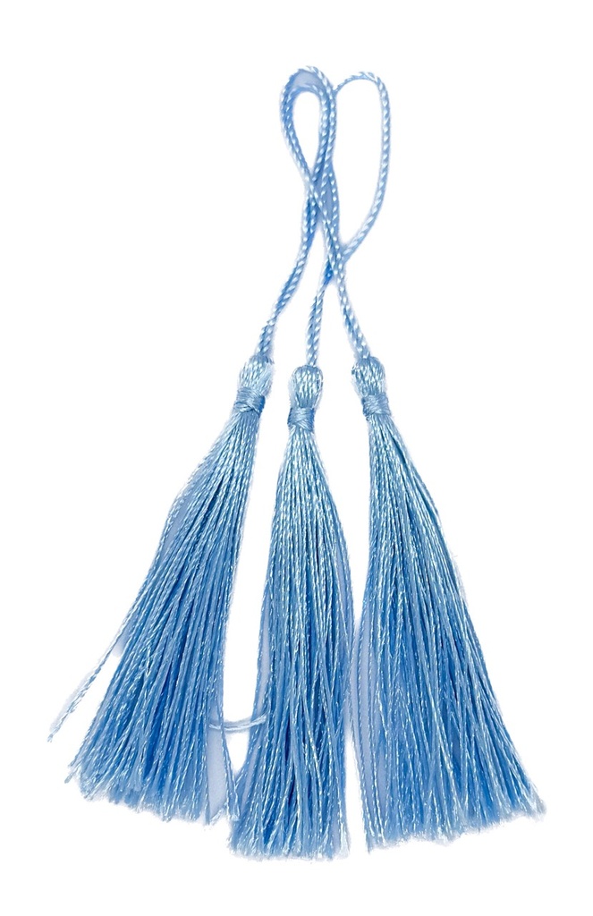 Fleco borla de seda celeste bebe x 10 un. 