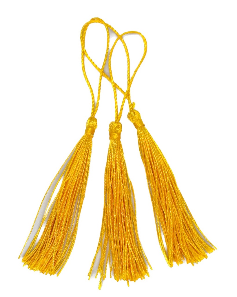 Fleco borla de seda amarillo x 10 un. 