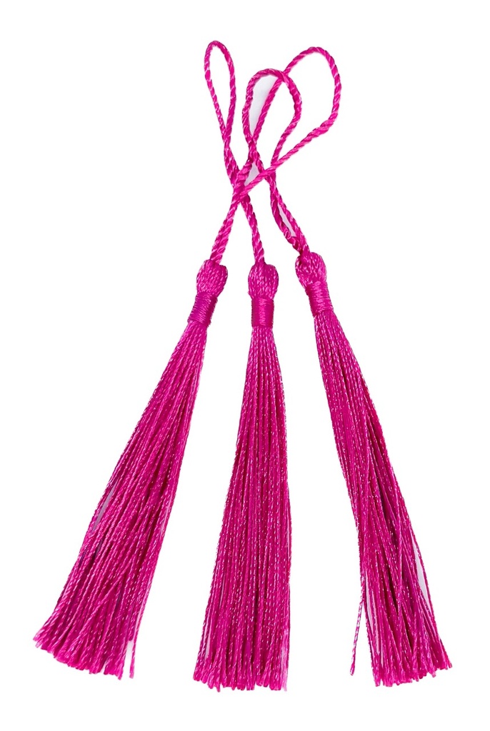 Fleco borla de seda fucsia x 10 un.   
