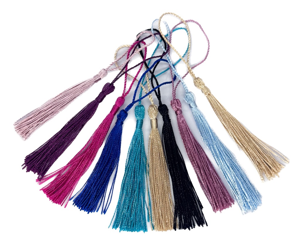 Fleco borla de seda multicolor x 10 un.   