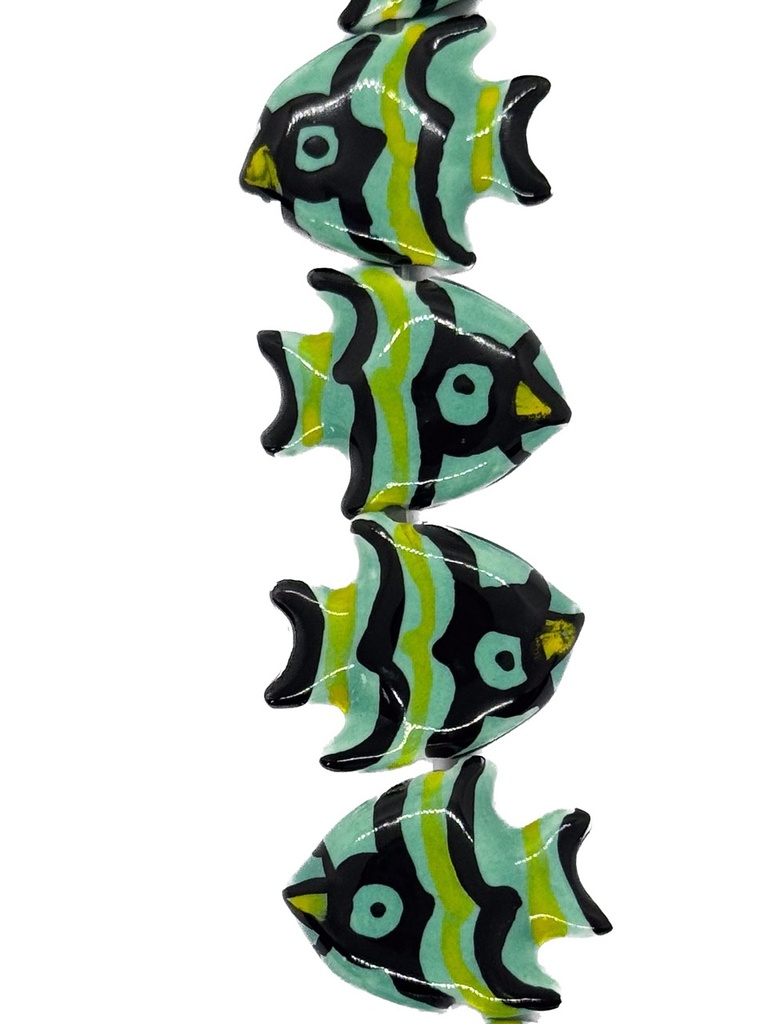 Cuenta cerámica pez verde x 2 un.  