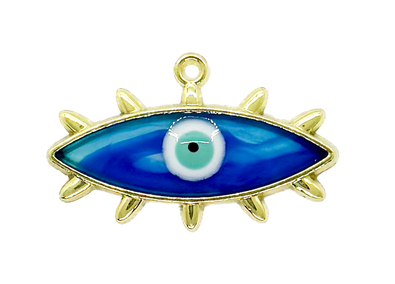 Dije esmaltado ojos azules pestañas x 1un