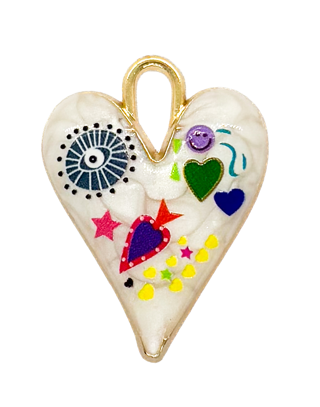 Dije esmaltado corazón Frida grande x 1un