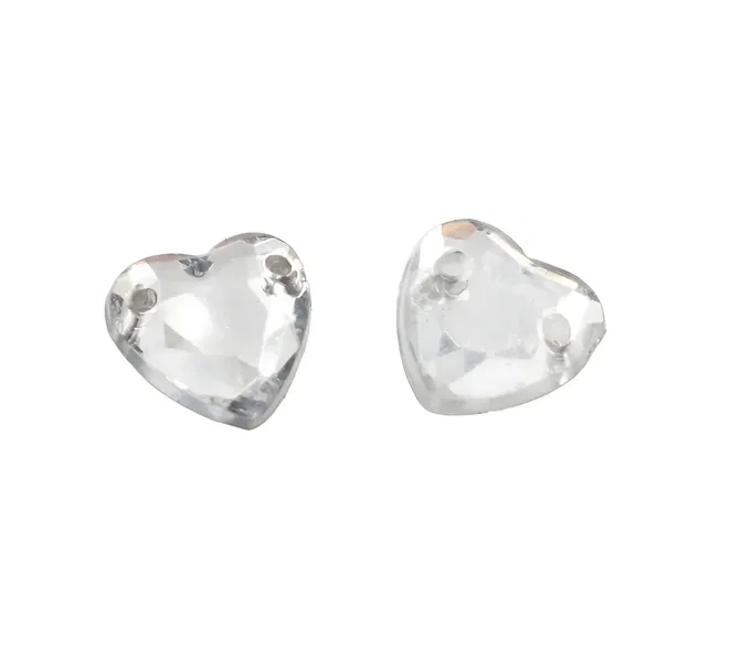 Gema acrílica corazón 14x14mm plateado x 25 un.  