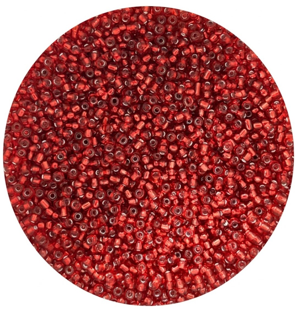 Mostacilla rojo transparente brillo #25 x 25gr   