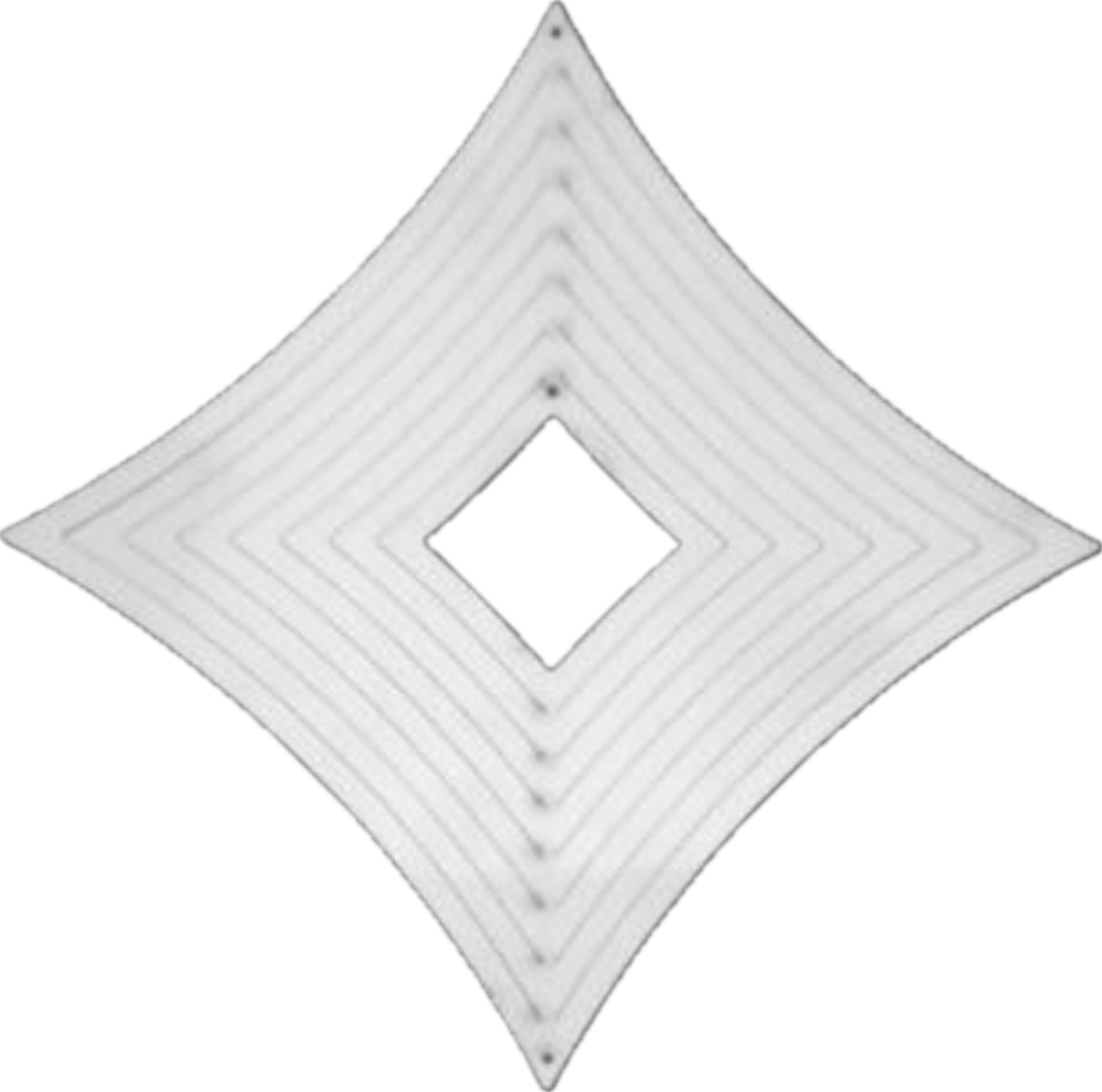 Mandala viento acero inoxidable rombo curvo 22cm  