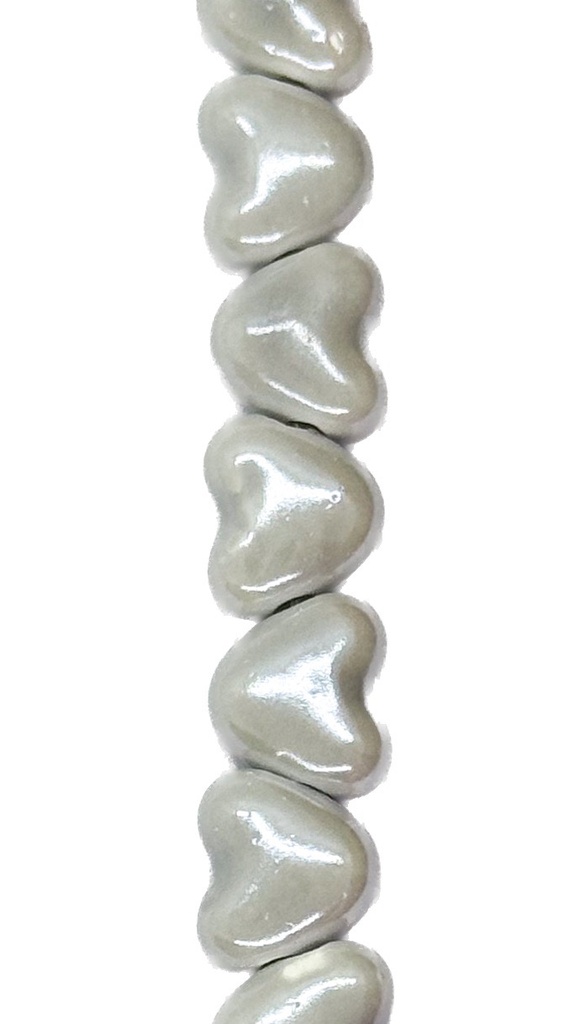 Cerámica 10mm corazón gris x 10un 