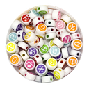 Plástico letras plana 7mm c/relieve b/color x 10grs.