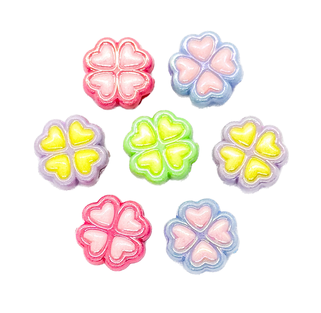 Plástico bicolor brillo AB trébol 15mm x 10gr. 