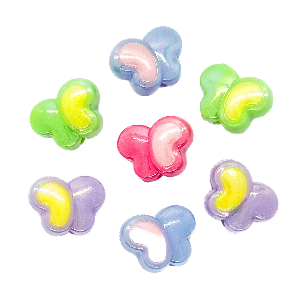 Plástico bicolor brillo AB mariposa 18mm x 10gr.  