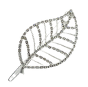Hebilla p/pelo c/strass hoja plateada