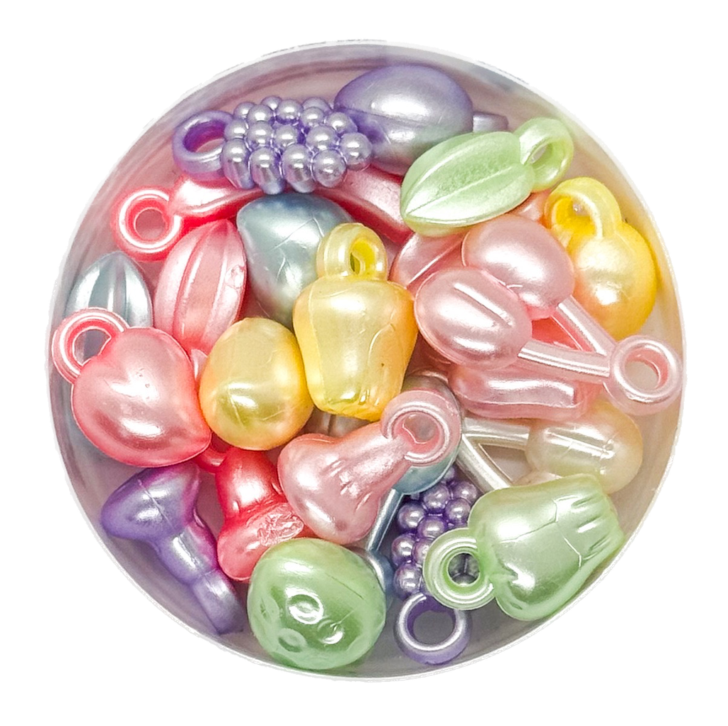  Plástico infantil pastel perlado frutas x 10gr.   