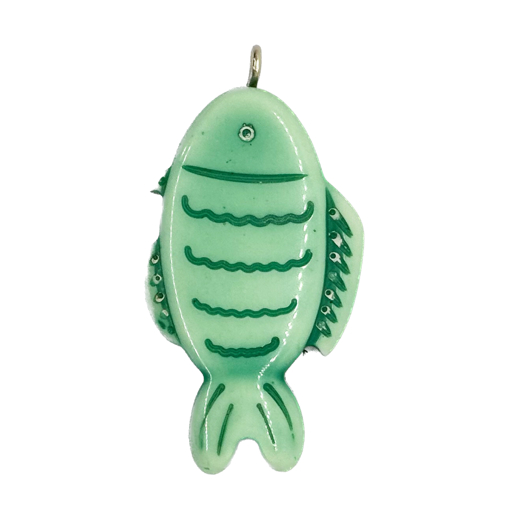 Pez resina labrado c/pitón verde x 1un   