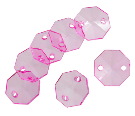 Cairel acrílico transp. 388 octógono fucsia #41 15mm x 10gr.  