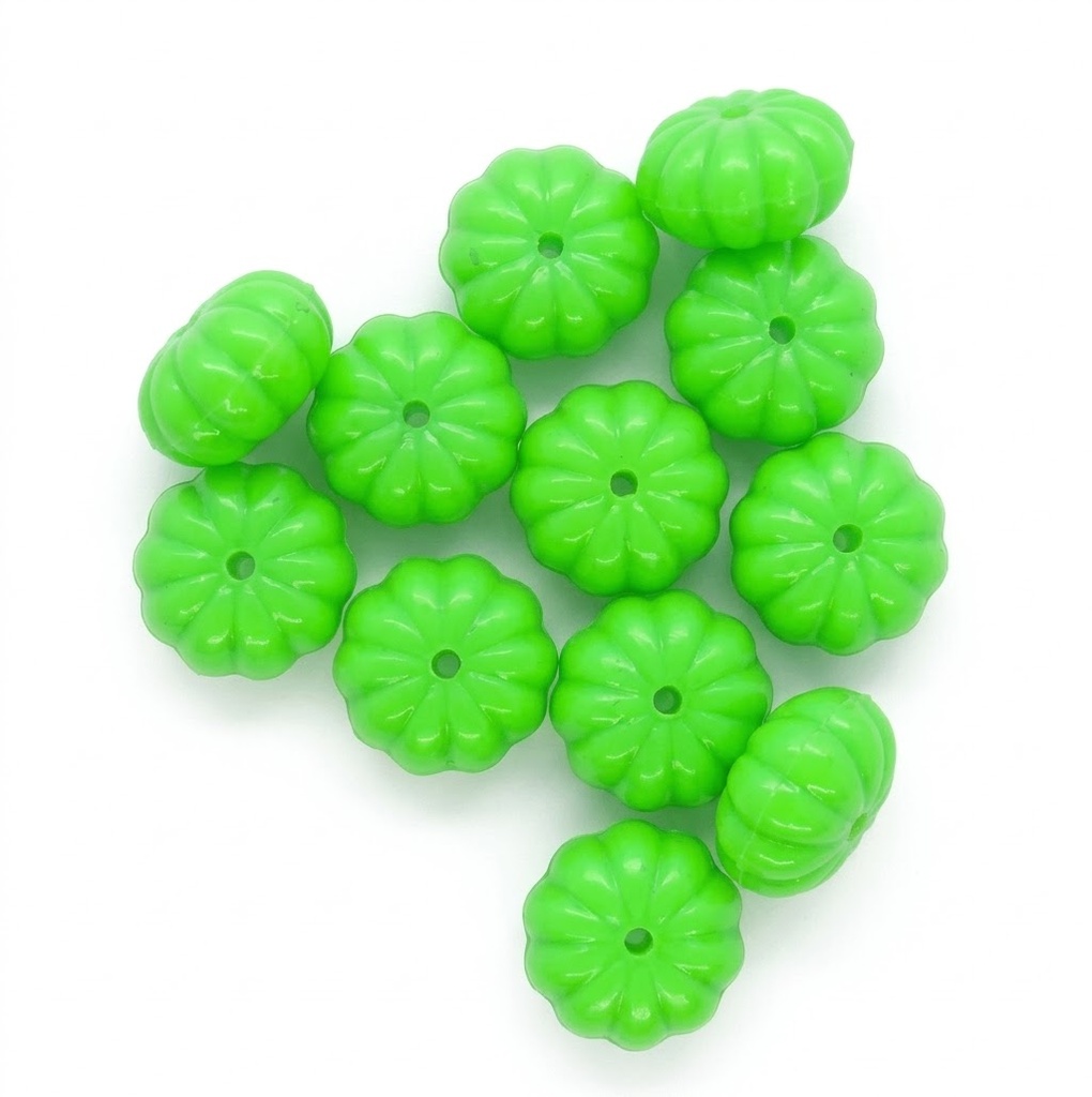 Cuenta acrílico zapallo verde flúor x 20grs. 