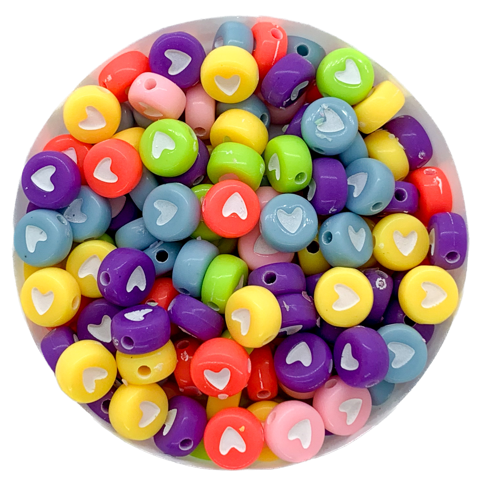 Corazón plano 7mm multicolor c/blanco x 10gr