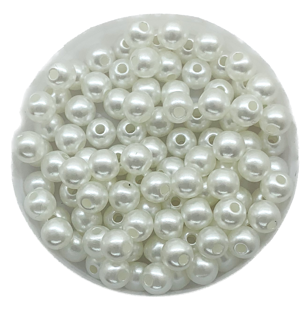 Perla plástica perlada blanca 6mm x 10g