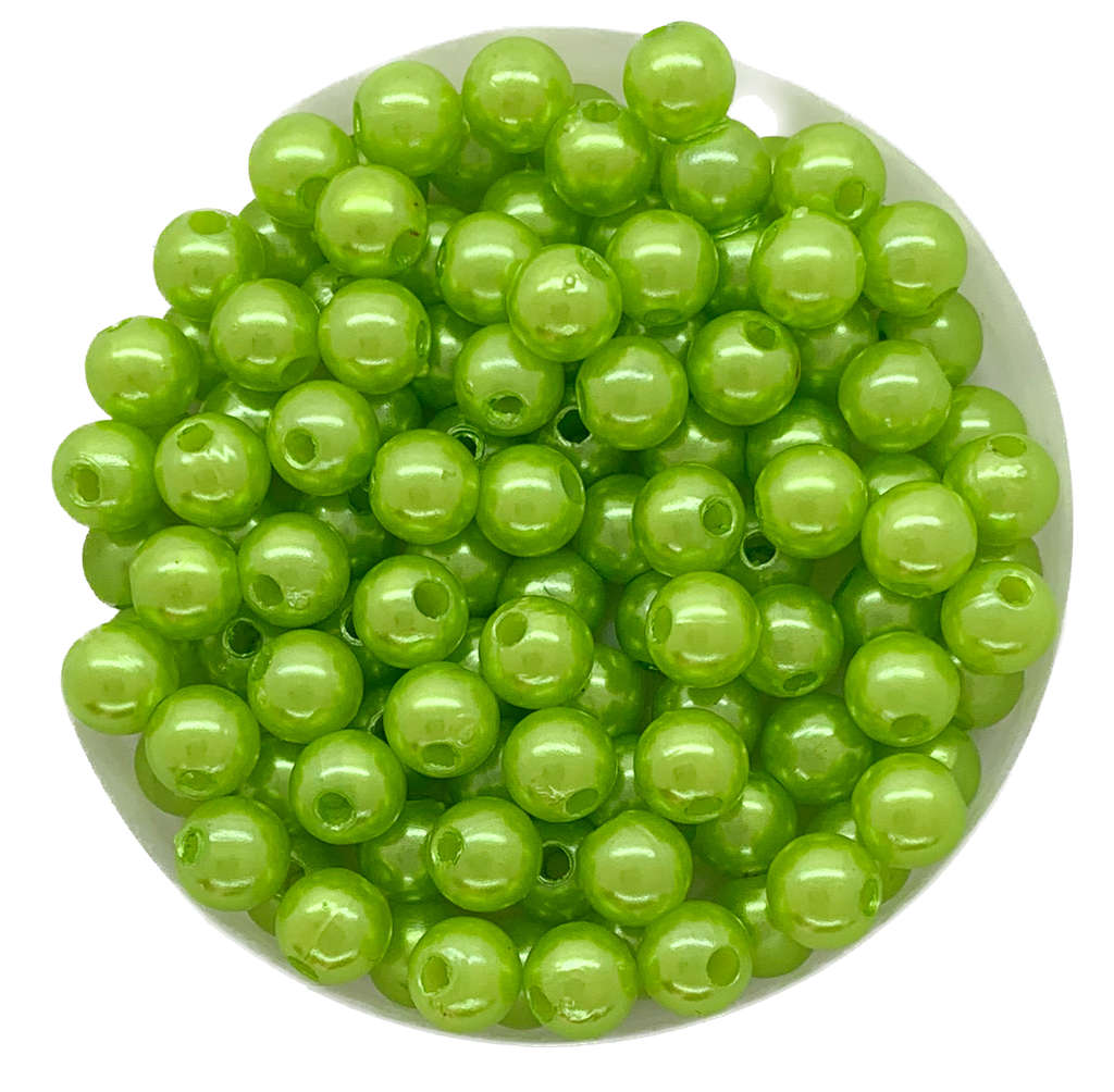 Perla plástica perlada verde manzana 6mm x 20g