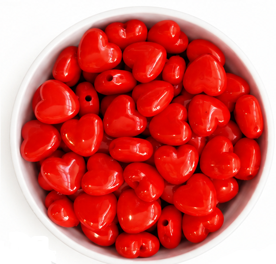 Corazón acrilico liso rojo 10mm x 10gr. 