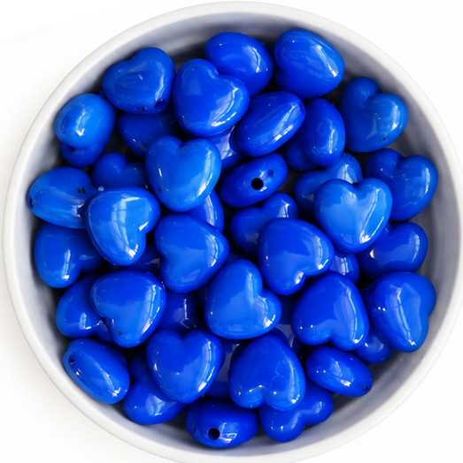 Corazón acrilico liso azul 10mm x 10gr.  