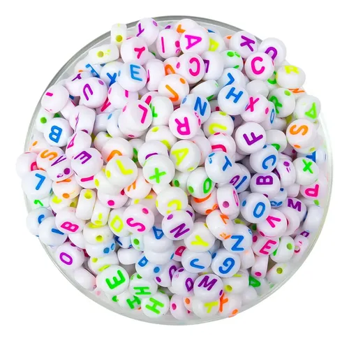Plástico letras plana 7mm flúor blanca c/color x 10grs