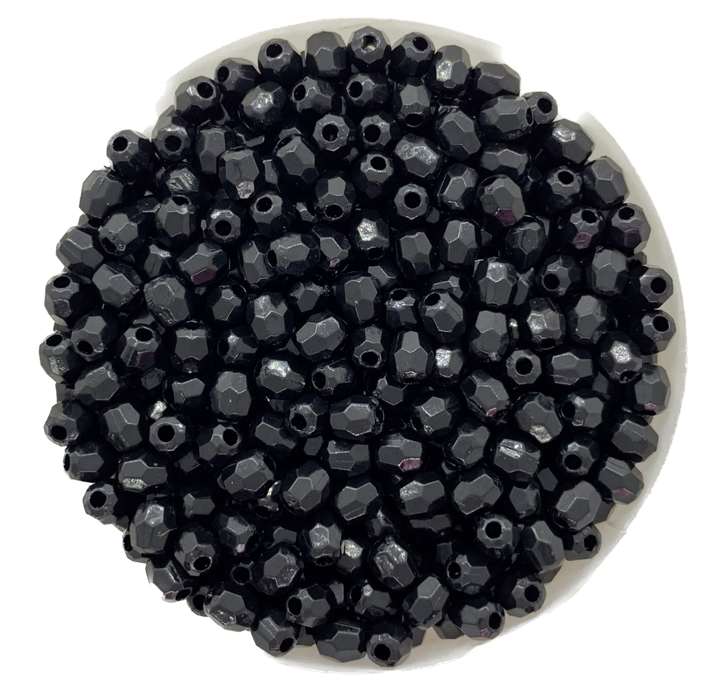 Perla plást. hexagonal negra 4mm x 10gr.