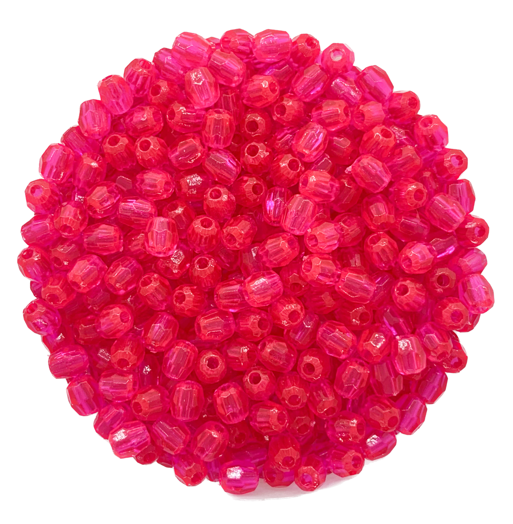 Perla plást. hexagonal rosa flúor  4mm x 10gr.