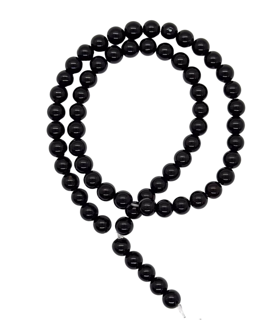 Bolita piedra turmalina negra 6mm x tira  