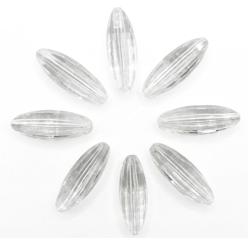 Cairel acrílico transp. semilla pasante 35x13mm x 20gr