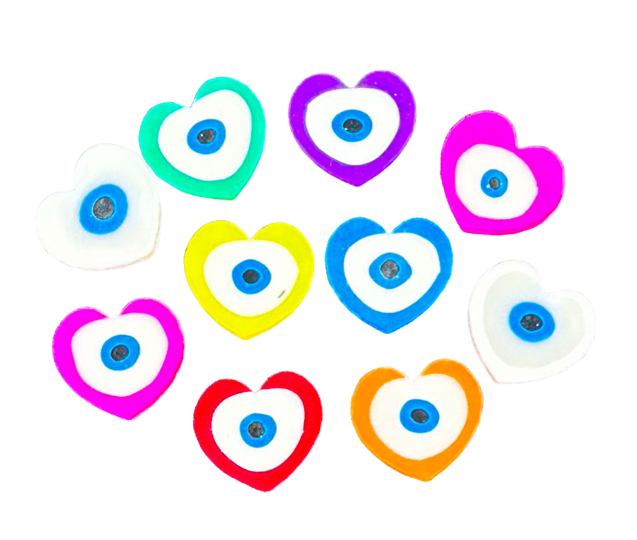 Fimo corazón ojo turco x 5 un.