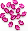 Gema engarzada oval fucsia brillo 10x14 mm x 10un.