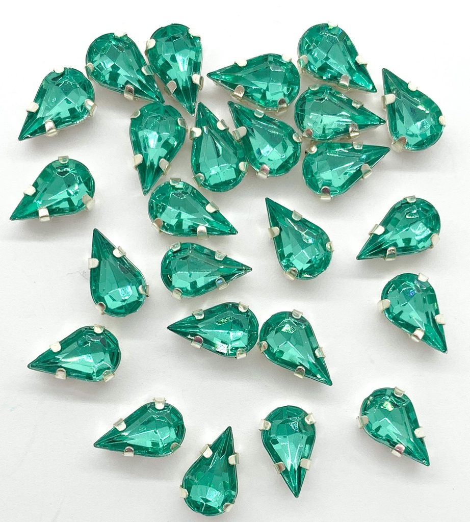 Gema engarzada gota aqua brillo 6x10mm x 10un.