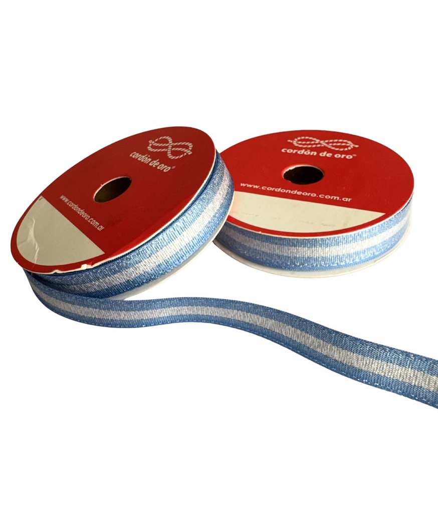 Cinta Bandera Argentina c/brillo 10mm x 10mt 