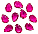 Gema engarzada gota fucsia brillo 10x14mm x 10un.