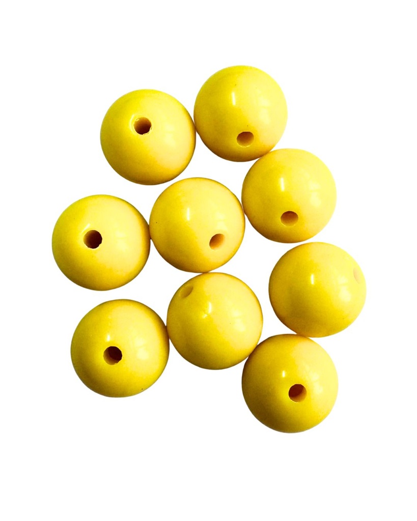 Bolita acrílico lisa 14mm amarillo x 15gr