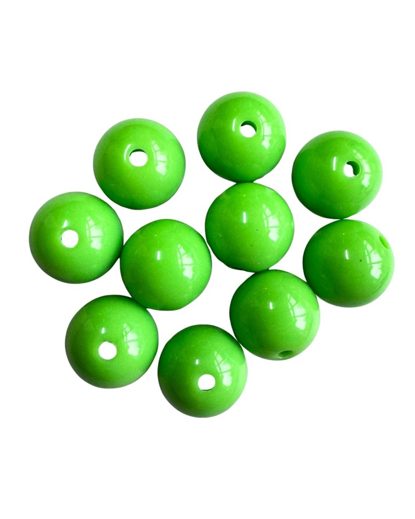 Bolita acrílico lisa 14mm verde manzana x 15gr