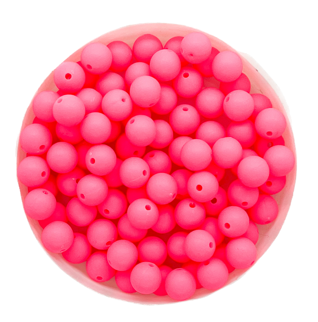 Bolita acrílico engomada fucsia flúor 6mm 