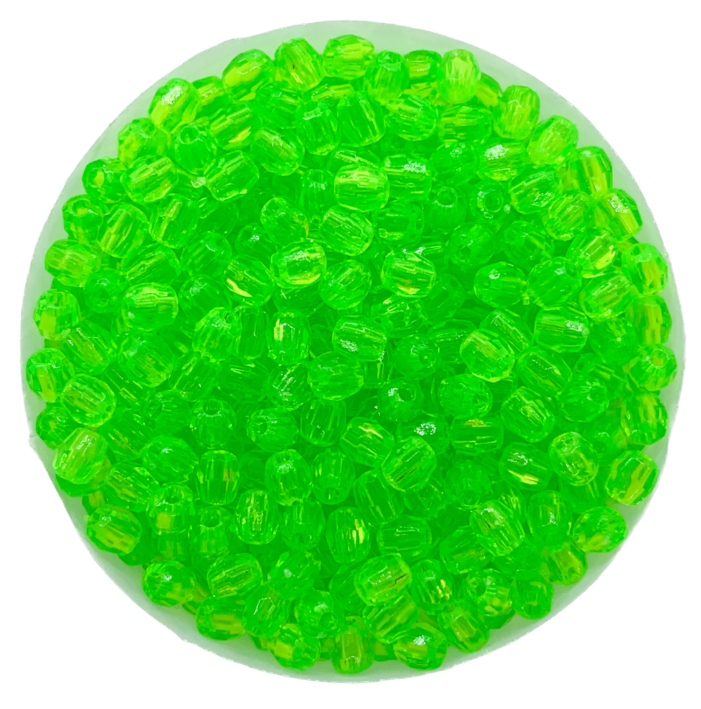 Perla plást. hexagonal verde flúor 4mm x 10gr.
